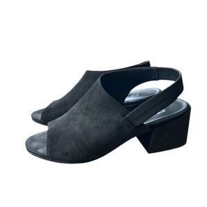 Eileen Fisher Womens Leigh Tumbled Nubuck Chunky Slingback Sandals Sz 7.5 Black